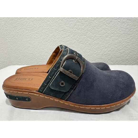 Womens Born Banyan Clogs Mules Navy Blue Indigo Suede Leather 10M NIB - Picture 6 of 9